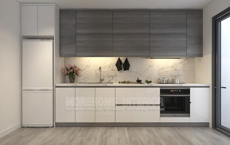 Thiết kế tủ bếp Đà Nẵng phong cách hiện đại, đơn giản, nhưng vẫn đảm bảo được công năng sử dụng hiệu quả Tủ bếp hiện đại